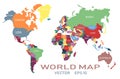 Color map of the world on a light background. Royalty Free Stock Photo